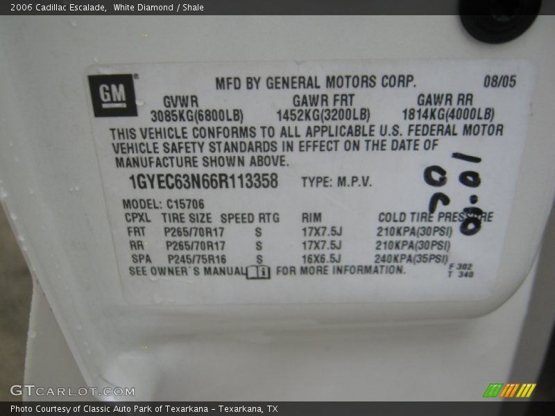 White Diamond / Shale 2006 Cadillac Escalade