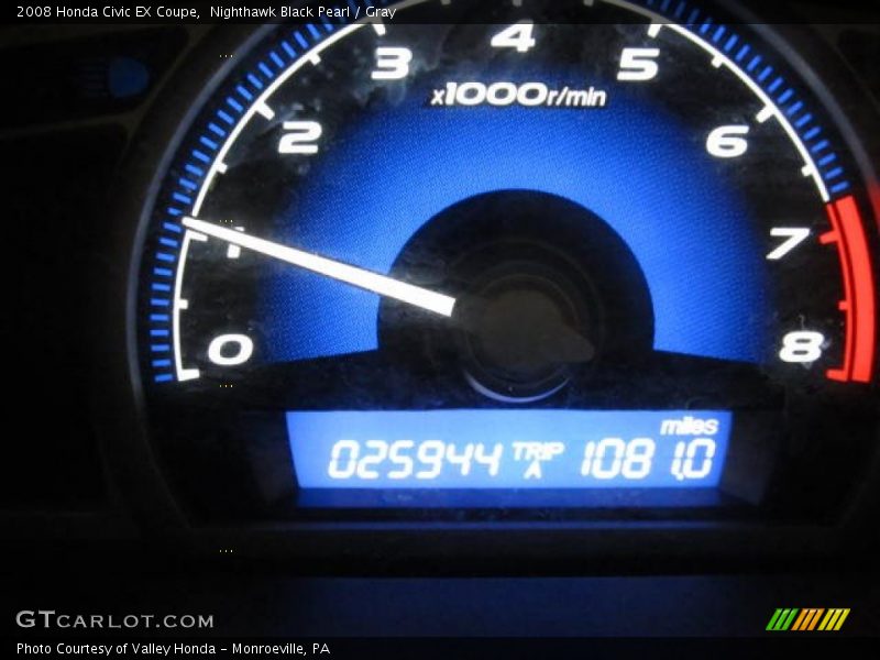 Nighthawk Black Pearl / Gray 2008 Honda Civic EX Coupe