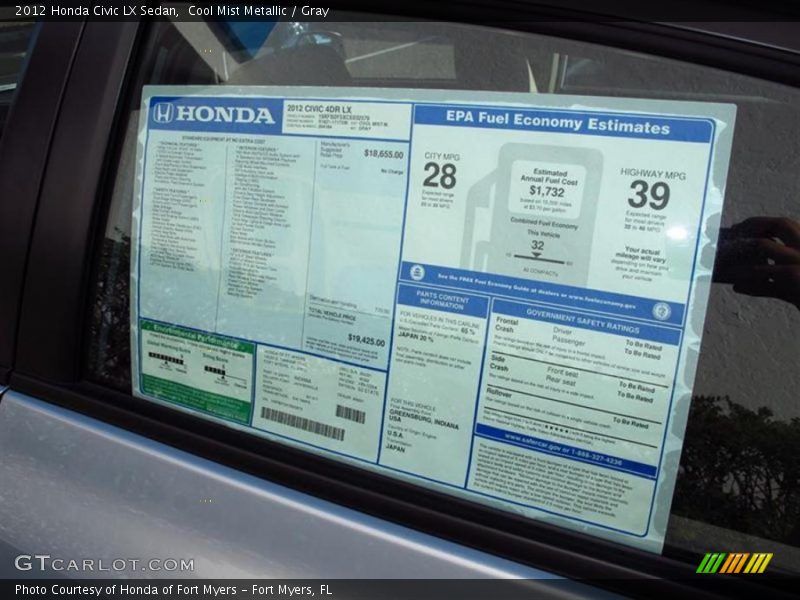  2012 Civic LX Sedan Window Sticker