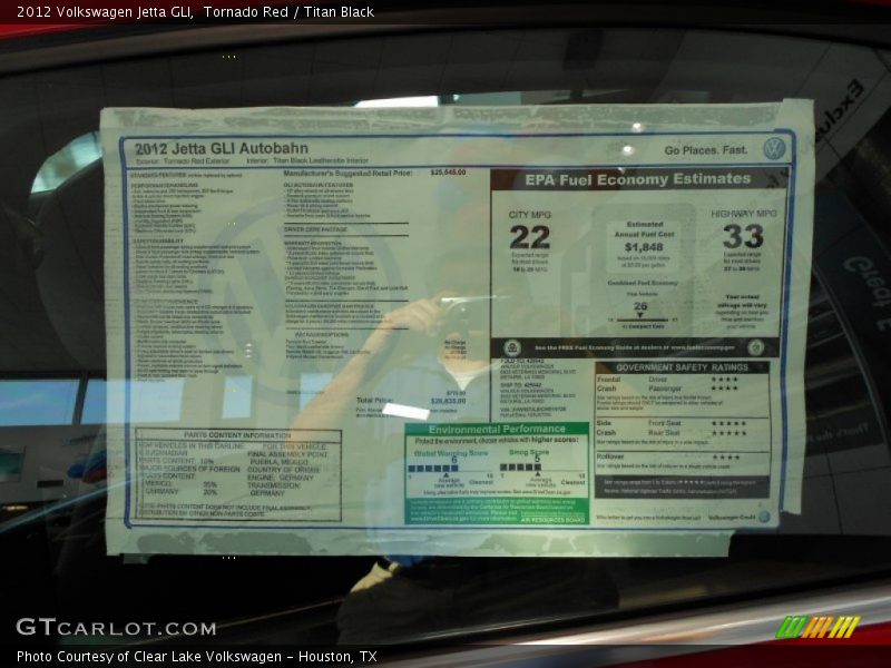  2012 Jetta GLI Window Sticker