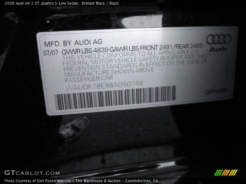 Brilliant Black / Black 2008 Audi A4 2.0T quattro S-Line Sedan