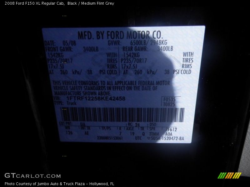 Black / Medium Flint Grey 2008 Ford F150 XL Regular Cab