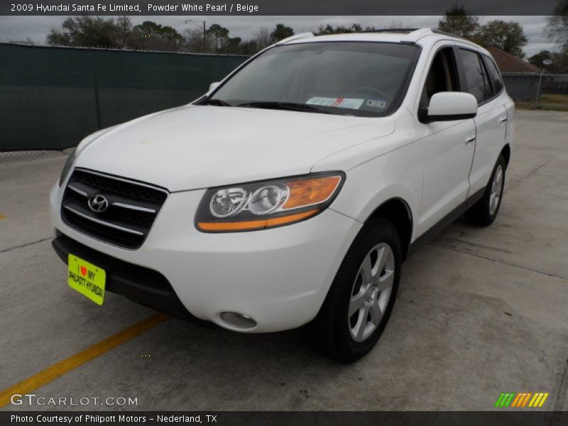 Powder White Pearl / Beige 2009 Hyundai Santa Fe Limited