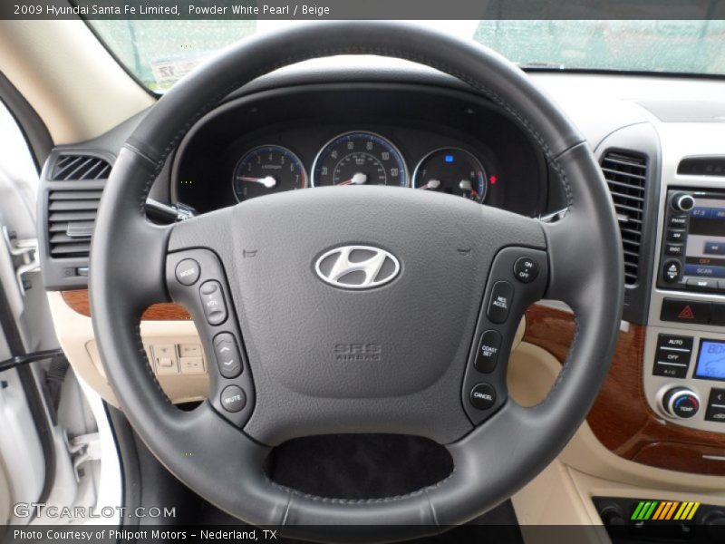 Powder White Pearl / Beige 2009 Hyundai Santa Fe Limited