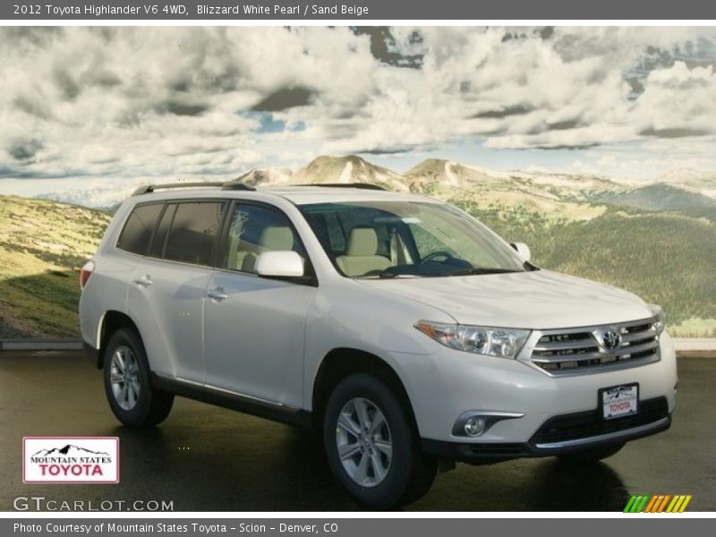 Blizzard White Pearl / Sand Beige 2012 Toyota Highlander V6 4WD