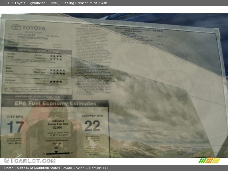 Sizzling Crimson Mica / Ash 2012 Toyota Highlander SE 4WD