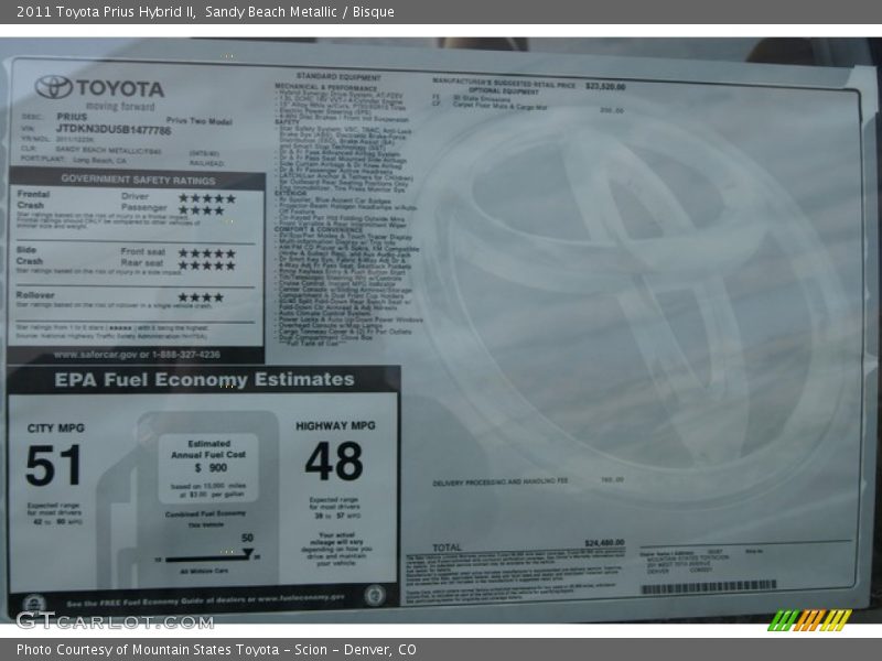 Sandy Beach Metallic / Bisque 2011 Toyota Prius Hybrid II