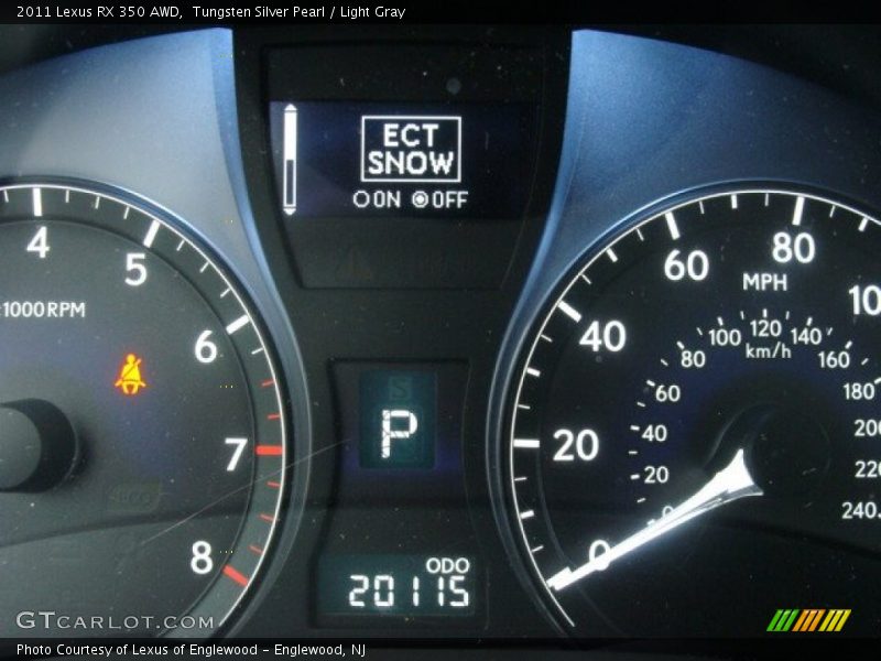 Tungsten Silver Pearl / Light Gray 2011 Lexus RX 350 AWD