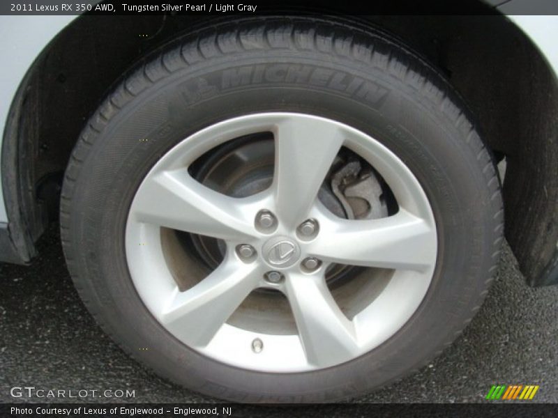 Tungsten Silver Pearl / Light Gray 2011 Lexus RX 350 AWD