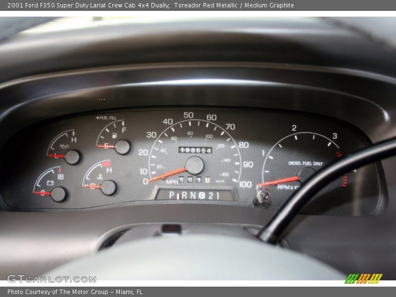 Toreador Red Metallic / Medium Graphite 2001 Ford F350 Super Duty Lariat Crew Cab 4x4 Dually