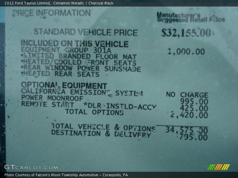 Cinnamon Metallic / Charcoal Black 2012 Ford Taurus Limited