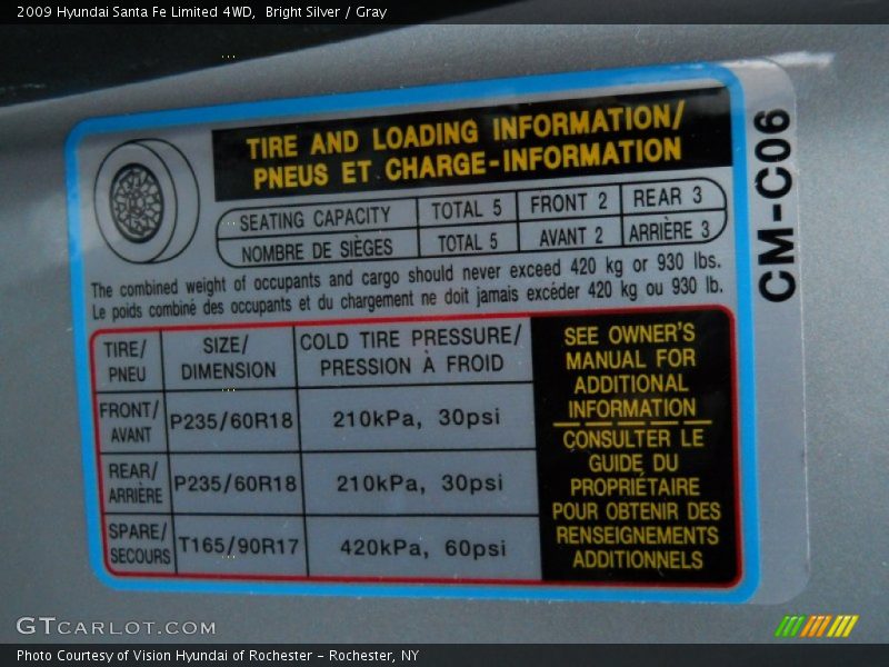 Bright Silver / Gray 2009 Hyundai Santa Fe Limited 4WD