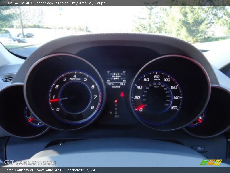 Sterling Gray Metallic / Taupe 2009 Acura MDX Technology