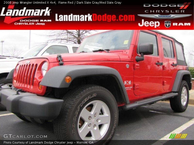Flame Red / Dark Slate Gray/Med Slate Gray 2008 Jeep Wrangler Unlimited X 4x4