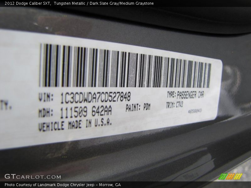 Tungsten Metallic / Dark Slate Gray/Medium Graystone 2012 Dodge Caliber SXT
