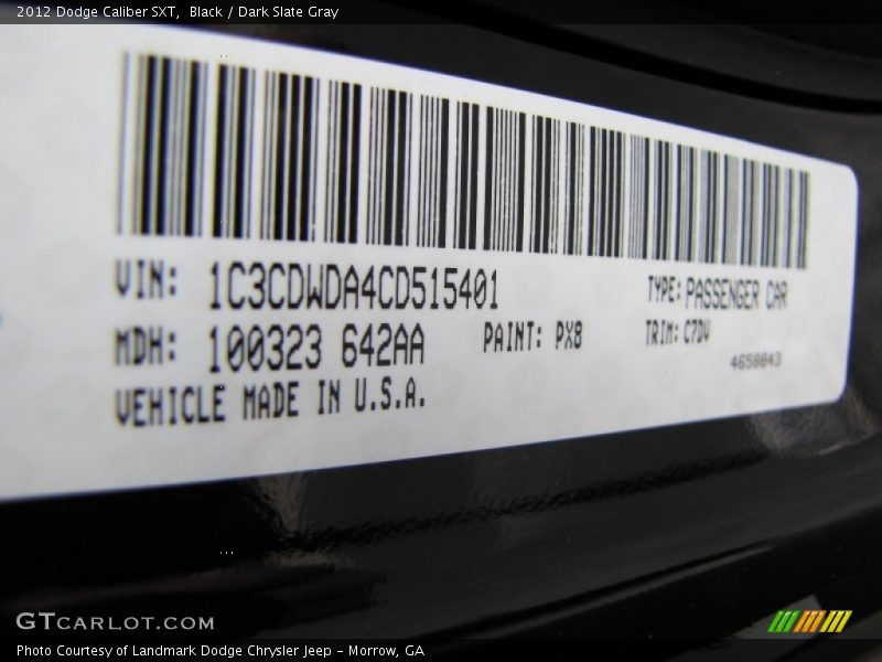 Black / Dark Slate Gray 2012 Dodge Caliber SXT