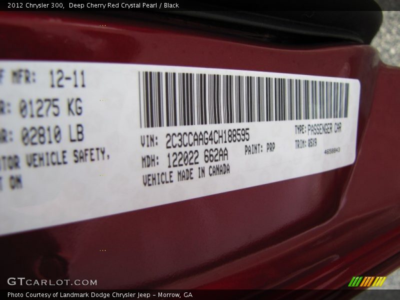 Deep Cherry Red Crystal Pearl / Black 2012 Chrysler 300