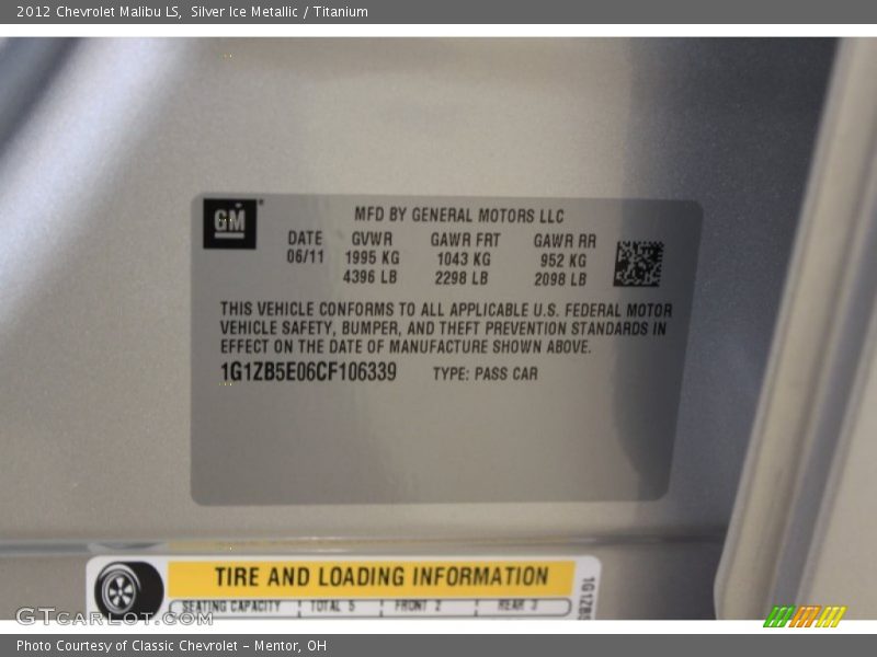 Silver Ice Metallic / Titanium 2012 Chevrolet Malibu LS