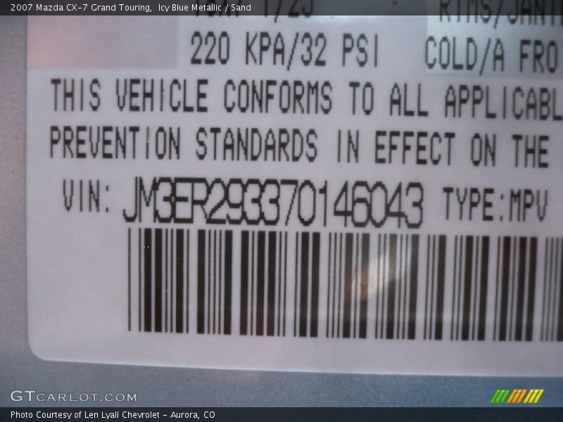 Icy Blue Metallic / Sand 2007 Mazda CX-7 Grand Touring