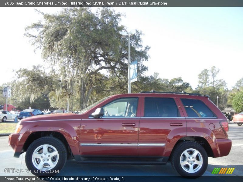 Inferno Red Crystal Pearl / Dark Khaki/Light Graystone 2005 Jeep Grand Cherokee Limited