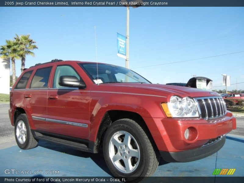 Inferno Red Crystal Pearl / Dark Khaki/Light Graystone 2005 Jeep Grand Cherokee Limited