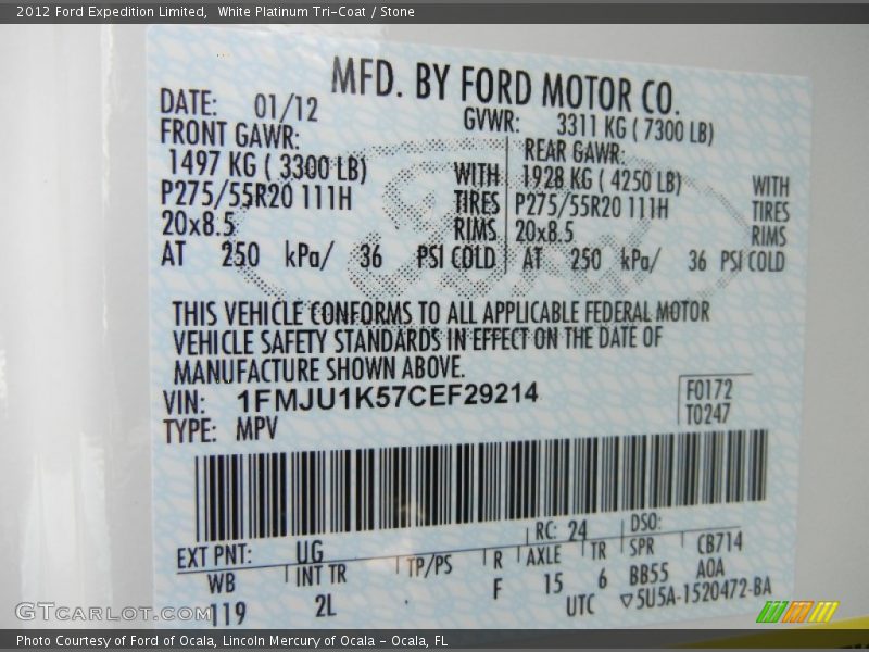 White Platinum Tri-Coat / Stone 2012 Ford Expedition Limited