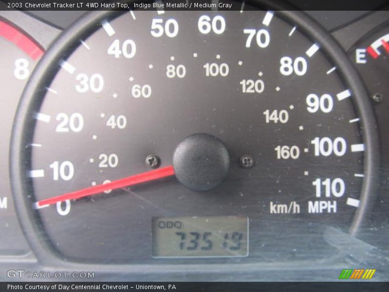 Indigo Blue Metallic / Medium Gray 2003 Chevrolet Tracker LT 4WD Hard Top