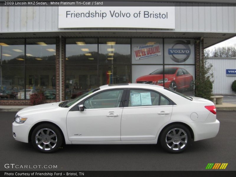 White Platinum Tri-Coat / Sand 2009 Lincoln MKZ Sedan