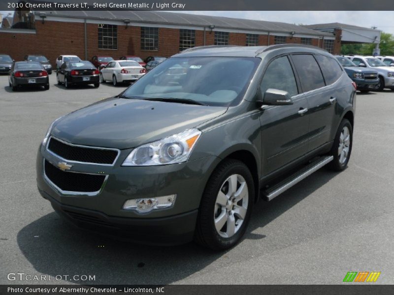 Steel Green Metallic / Light Gray 2010 Chevrolet Traverse LT