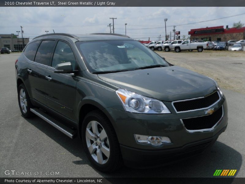 Steel Green Metallic / Light Gray 2010 Chevrolet Traverse LT