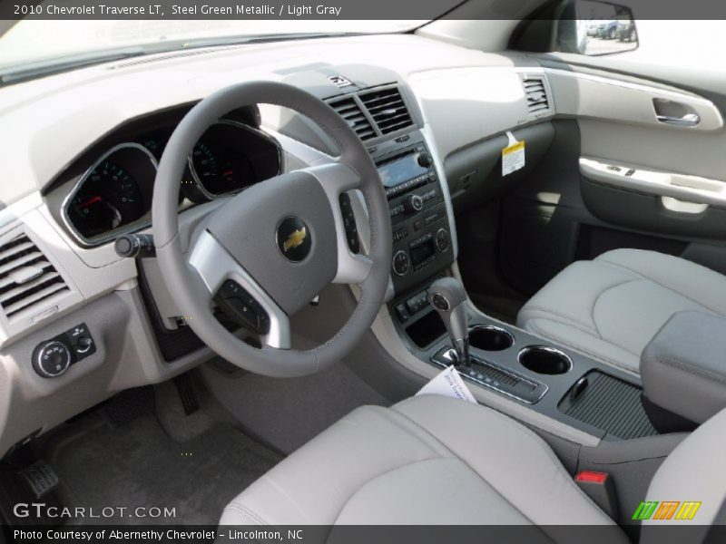 Steel Green Metallic / Light Gray 2010 Chevrolet Traverse LT