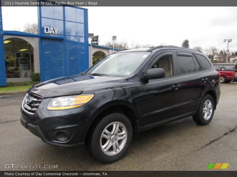 Pacific Blue Pearl / Beige 2011 Hyundai Santa Fe GLS