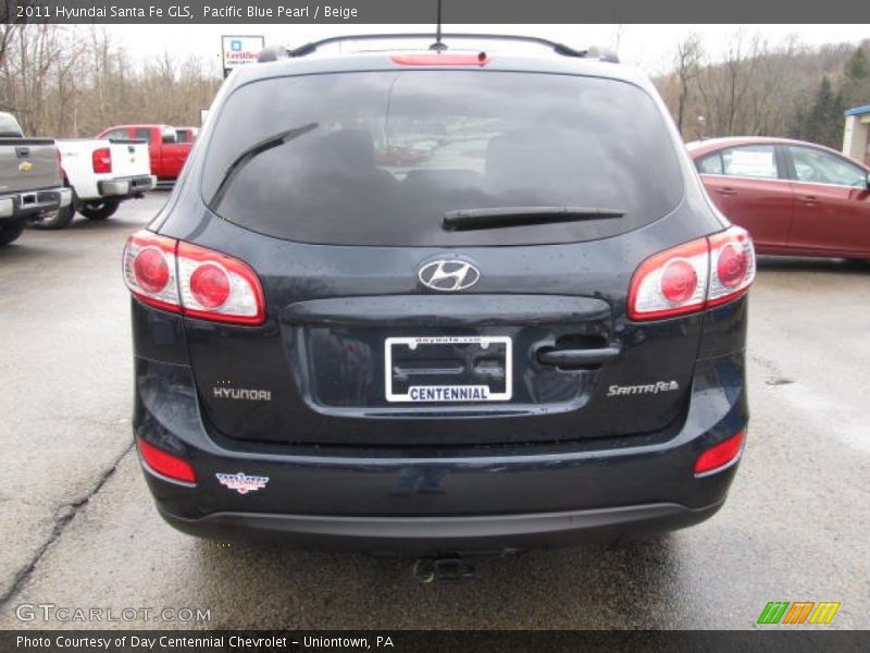 Pacific Blue Pearl / Beige 2011 Hyundai Santa Fe GLS