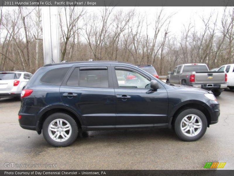 Pacific Blue Pearl / Beige 2011 Hyundai Santa Fe GLS