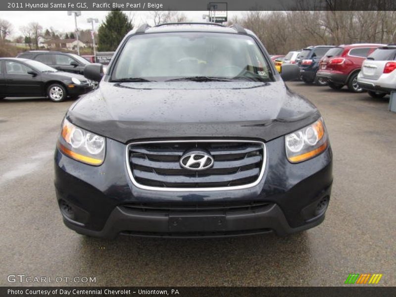 Pacific Blue Pearl / Beige 2011 Hyundai Santa Fe GLS