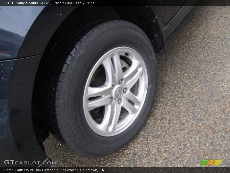 Pacific Blue Pearl / Beige 2011 Hyundai Santa Fe GLS