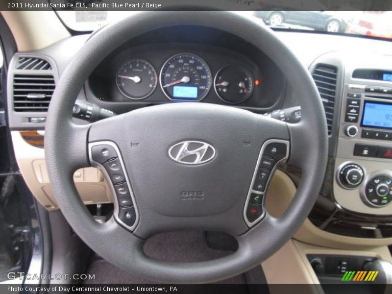 Pacific Blue Pearl / Beige 2011 Hyundai Santa Fe GLS