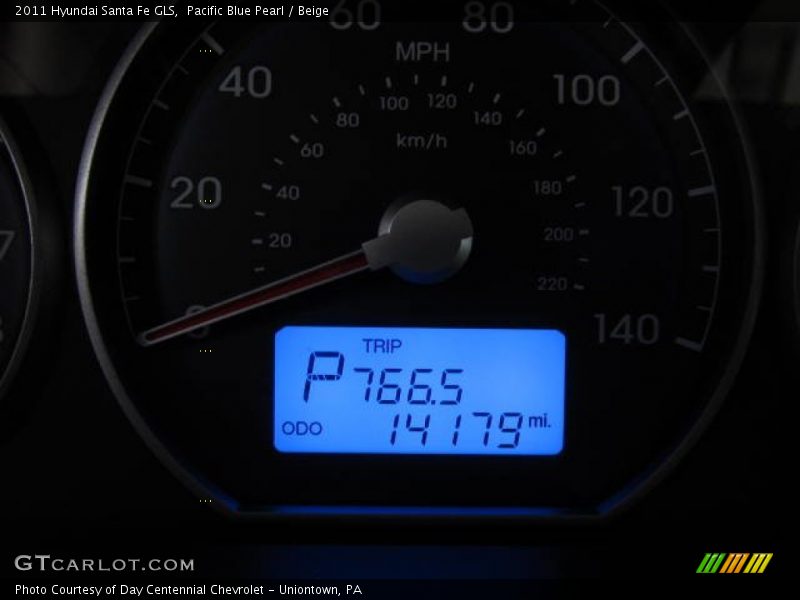 Pacific Blue Pearl / Beige 2011 Hyundai Santa Fe GLS