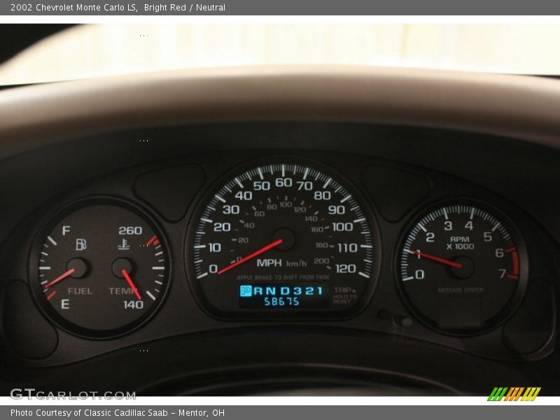 Bright Red / Neutral 2002 Chevrolet Monte Carlo LS