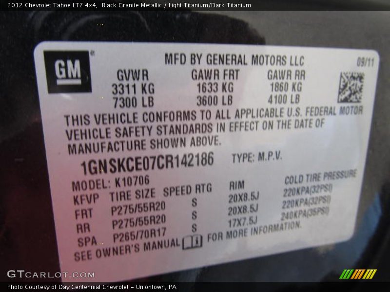 Black Granite Metallic / Light Titanium/Dark Titanium 2012 Chevrolet Tahoe LTZ 4x4