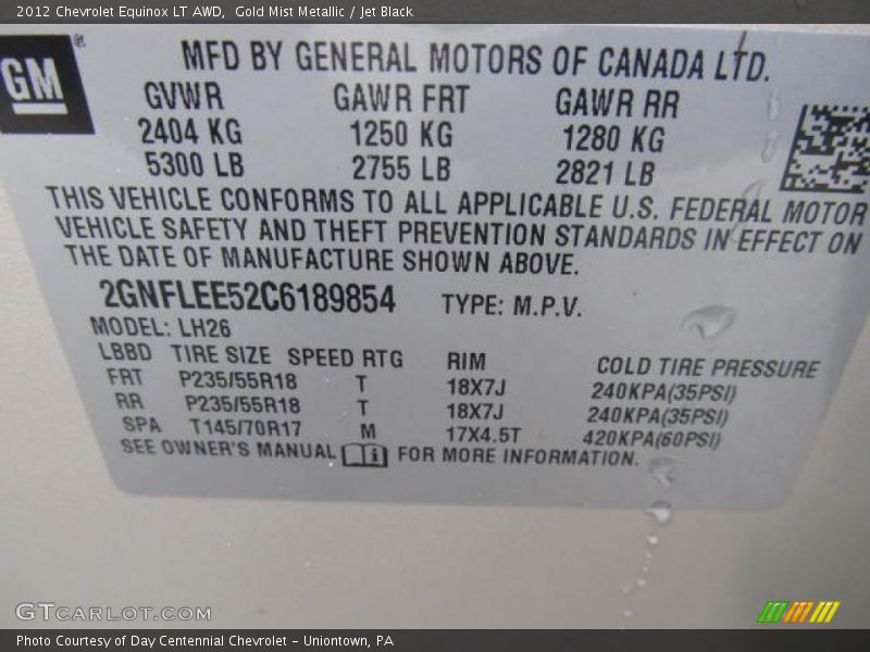 Gold Mist Metallic / Jet Black 2012 Chevrolet Equinox LT AWD