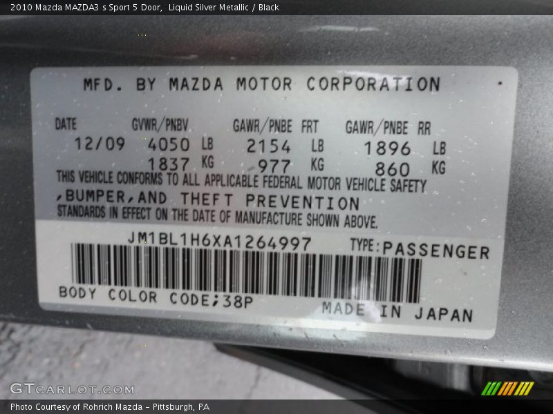 Liquid Silver Metallic / Black 2010 Mazda MAZDA3 s Sport 5 Door