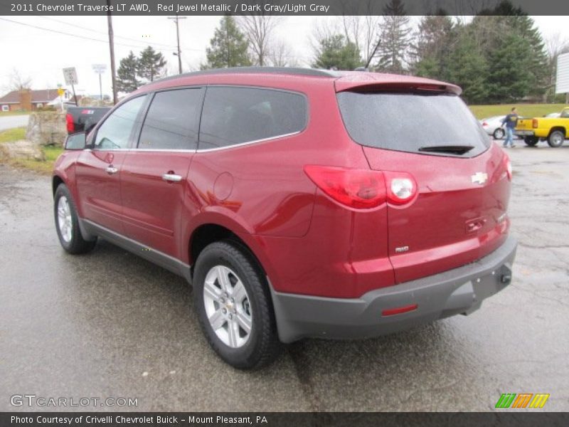 Red Jewel Metallic / Dark Gray/Light Gray 2011 Chevrolet Traverse LT AWD