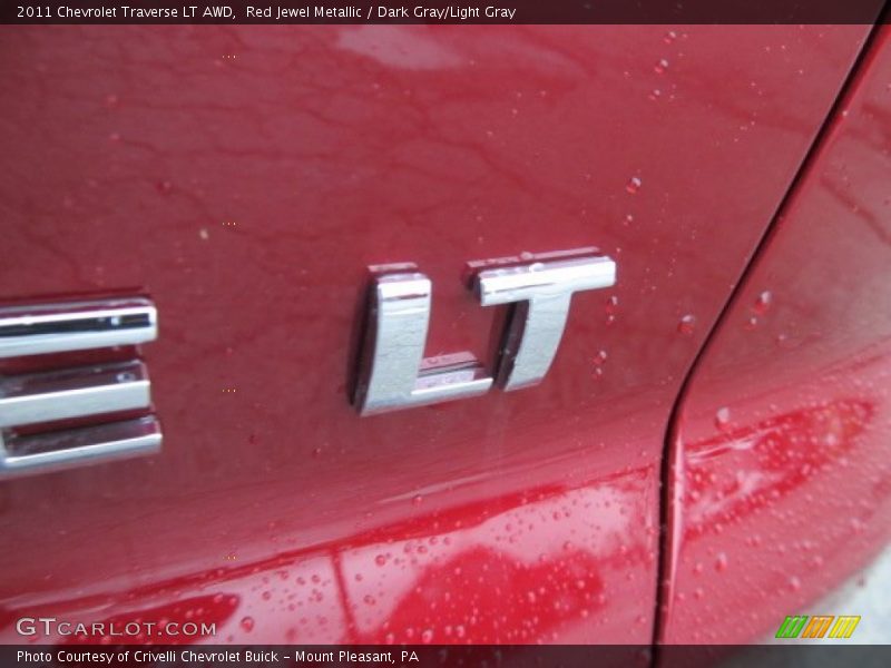Red Jewel Metallic / Dark Gray/Light Gray 2011 Chevrolet Traverse LT AWD