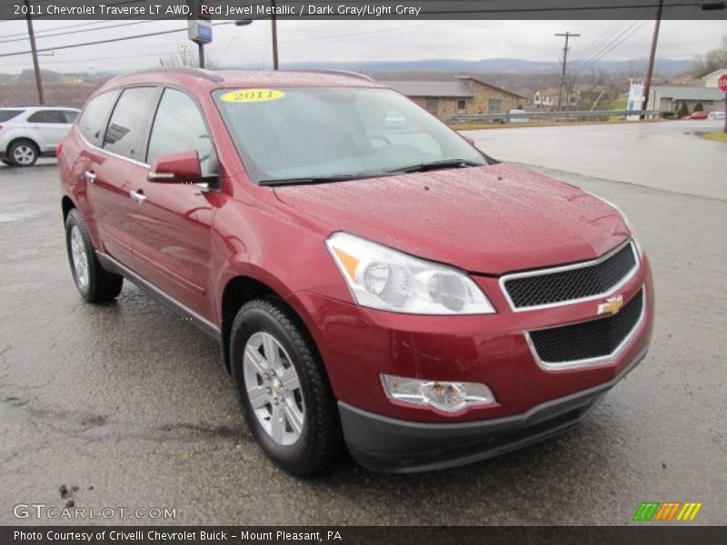 Red Jewel Metallic / Dark Gray/Light Gray 2011 Chevrolet Traverse LT AWD