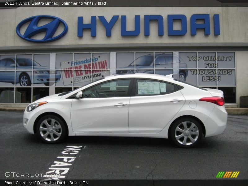 Shimmering White / Black 2012 Hyundai Elantra Limited