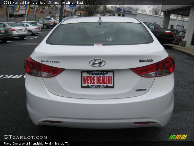 Shimmering White / Black 2012 Hyundai Elantra Limited
