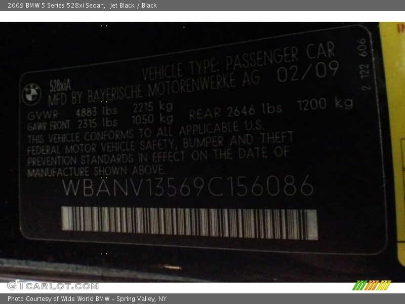 Jet Black / Black 2009 BMW 5 Series 528xi Sedan