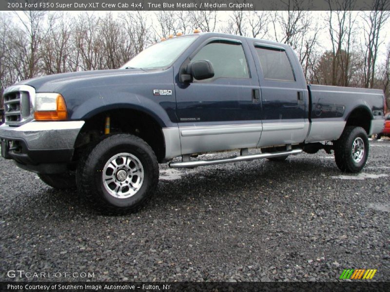 True Blue Metallic / Medium Graphite 2001 Ford F350 Super Duty XLT Crew Cab 4x4