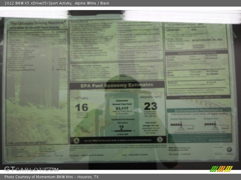  2012 X5 xDrive35i Sport Activity Window Sticker